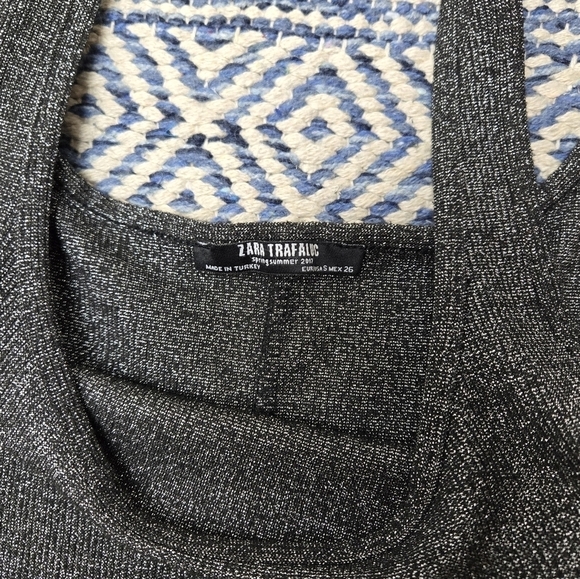 Zara Trafaluc 2017 Metallic Black Sheer Mini Slim Fit Dress Size Small - Picture 11 of 12